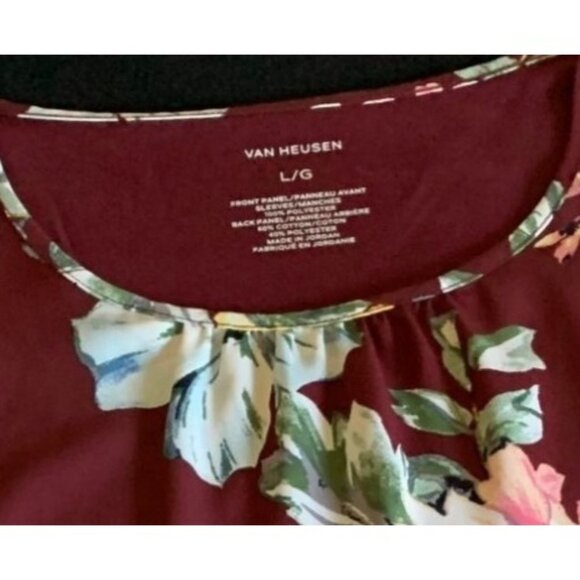 Van Heusen Floral Blouse Womens Size Large Cotton & Polyester Blend - Picture 2 of 9